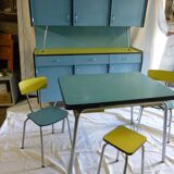 Buffet in blue and yellow formica
