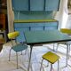 Buffet in blue and yellow formica