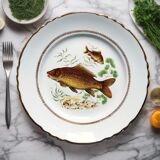 Six Vintage Fish Plates by Moulin des Loups. French Fish Plate Set. Fish Dinnerware Set.