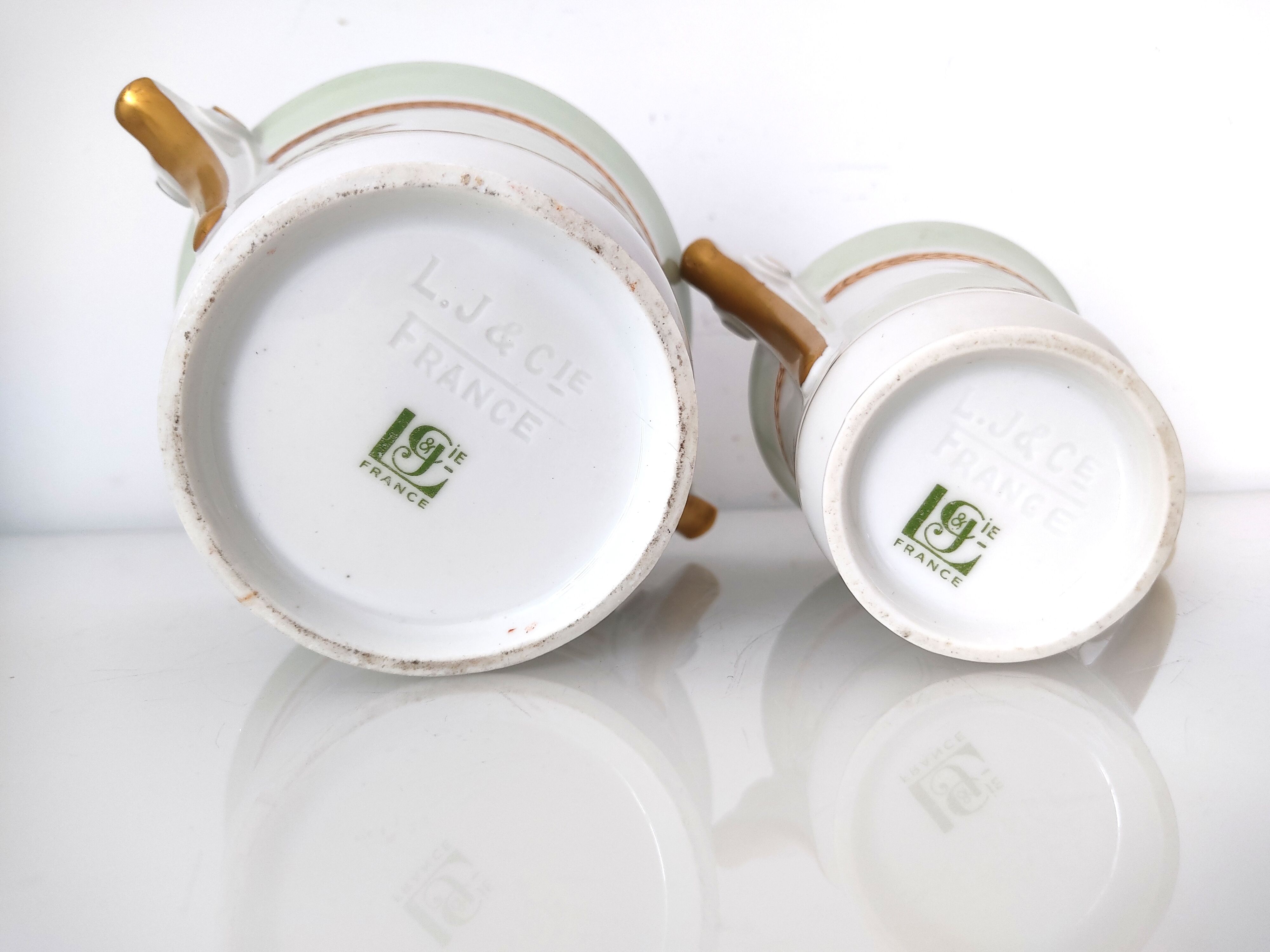 Coffee maker, milk jug and sugar jar porcelain JL&Cie Limoges