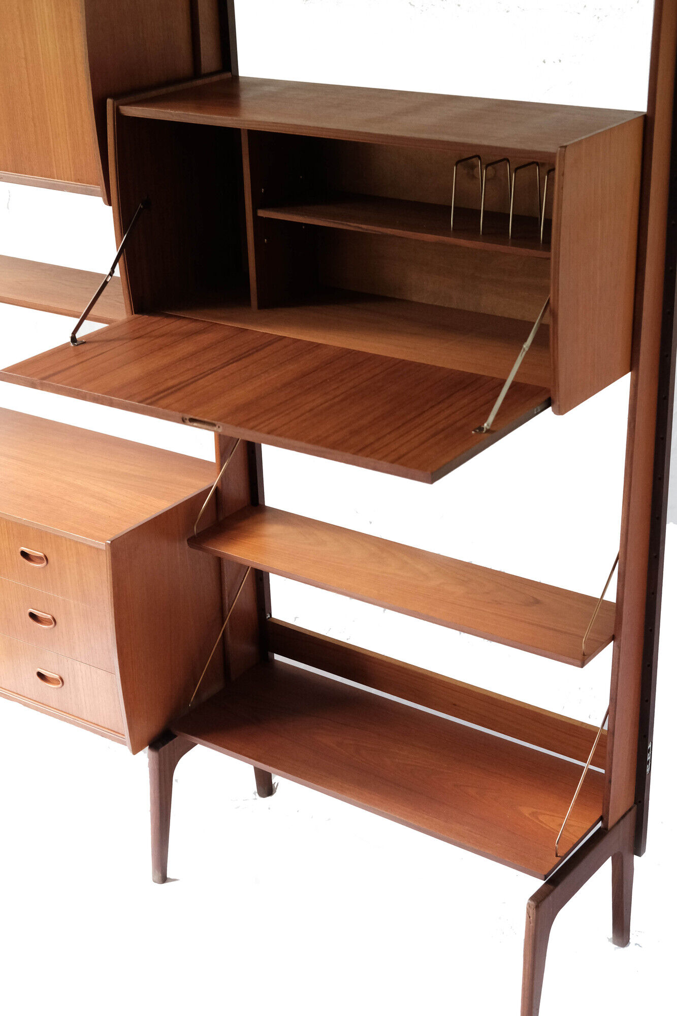 Free standing teak wall unit by Torbjorn Afdal for Bruksbo Tyristrand, 2 Modules, Norway 1960's