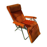 Transat Lafuma Starlax in steel tubes - orange velvet - 70s