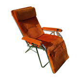 Transat Lafuma Starlax in steel tubes - orange velvet - 70s
