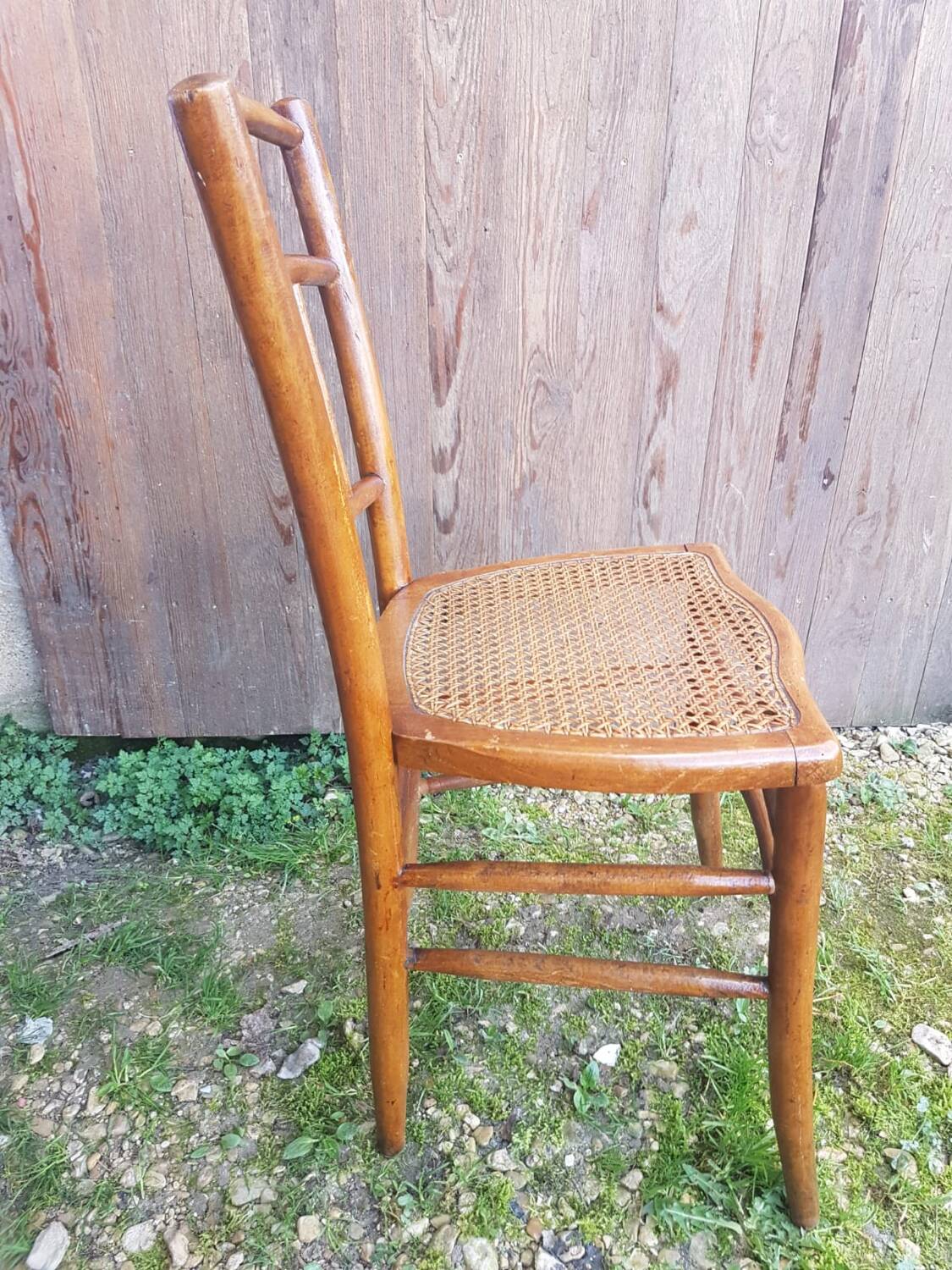 Old thonet style bistro chair turned wood + vintage cane seat