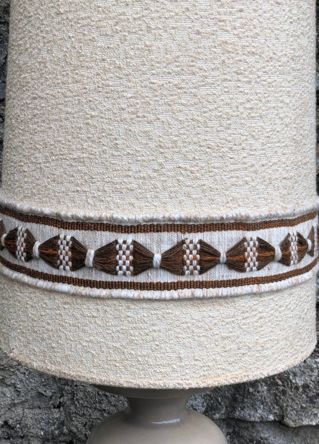 Beige ceramic lamp with crackle look, vintage 1970