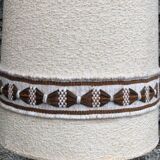 Beige ceramic lamp with crackle look, vintage 1970