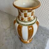 White and brown enamel vase Art Deco style