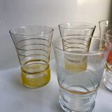 ensemble de 6 verres à eau granité colorés années 1960