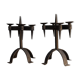 Pair of brutalist wrought iron candlesticks