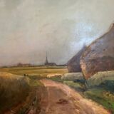 Tableau : huile sur panneau - Les meules