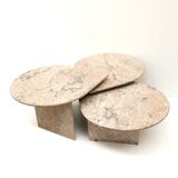 Set of 3 teardrop-shaped Italian design coffee tables made in the 1970s