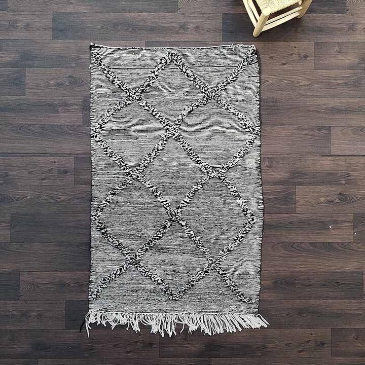 Small Moroccan Berber Carpet Made Main Zanafi Black 100x160 cm
