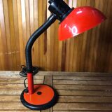 Old aluminor articulated lamp red & black metal 1970s vintage #a545