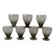 Set of 7 large art deco design wine glasses in smoked glass from the 30s and 40s