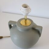 Table lamp, vase base with geometric handles and printed lampshade