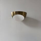 Paire d'appliques vintage laiton et verre, Italie 1960