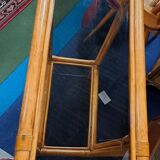 Rattan console and smoked glass Roche Bobois, from the 70s