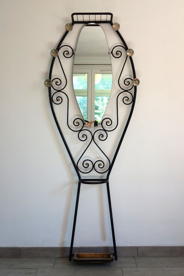 Porte manteau vintage en fer avec miroir
