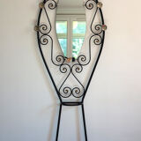 Vintage iron coat rack with mirror