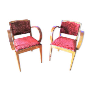 Fauteuils bridge velours rouge