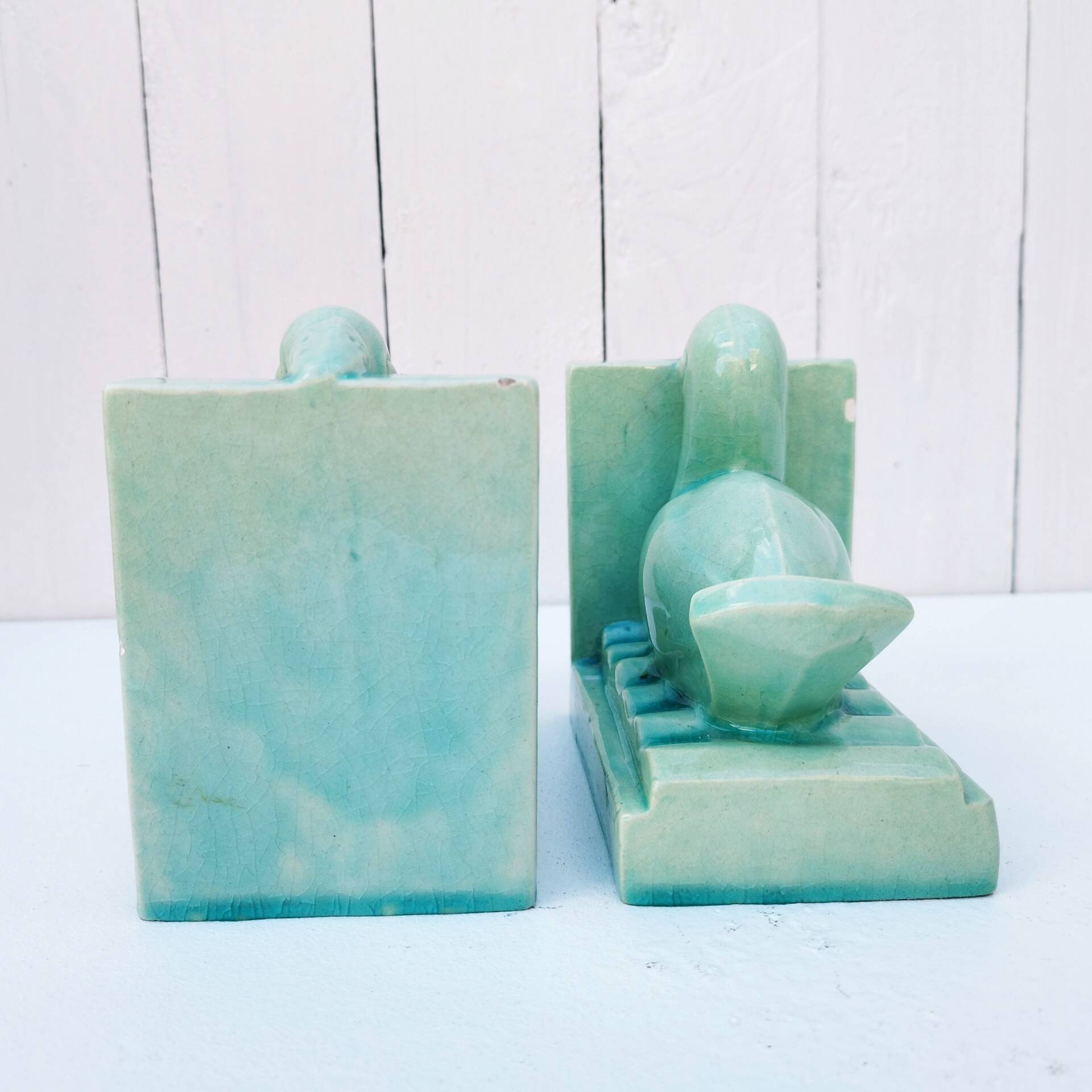 Art deco ceramic bookend Pelican birds