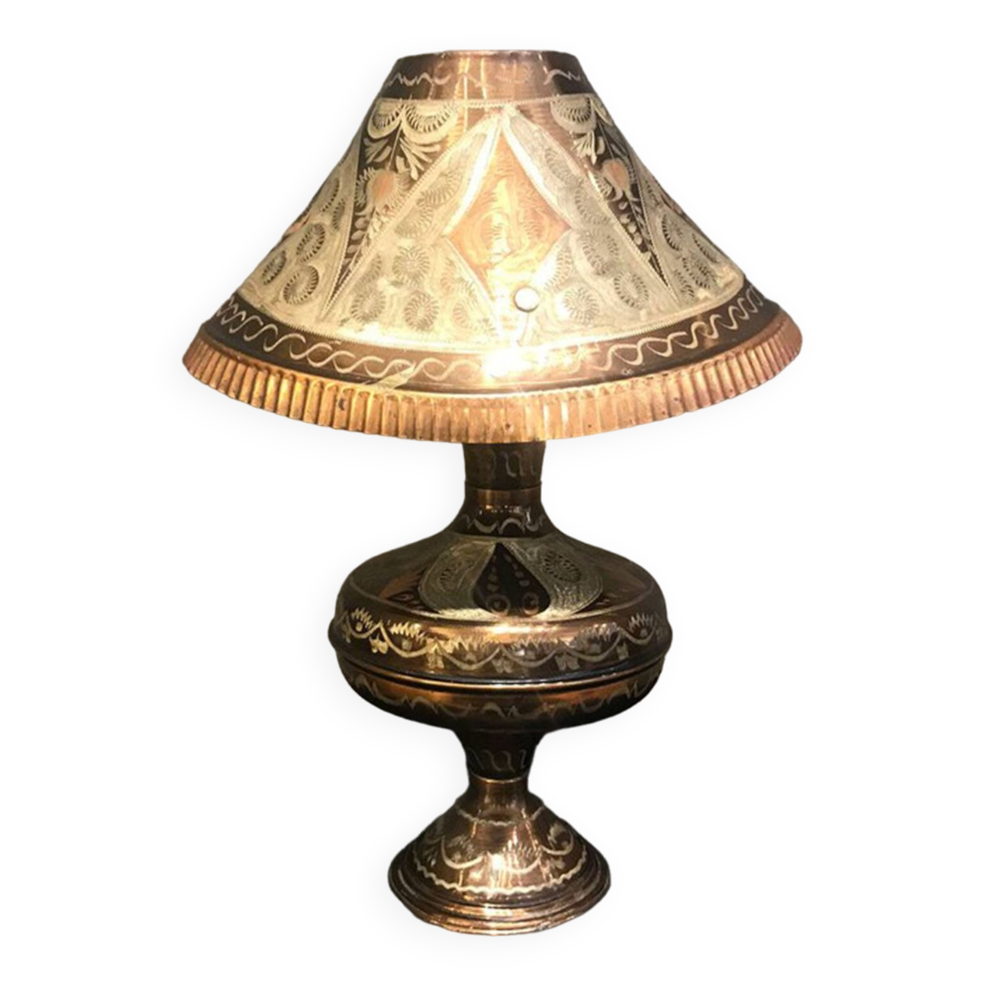 Hand Carved Antique Metal Lamp