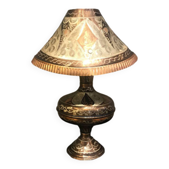 Hand Carved Antique Metal Lamp