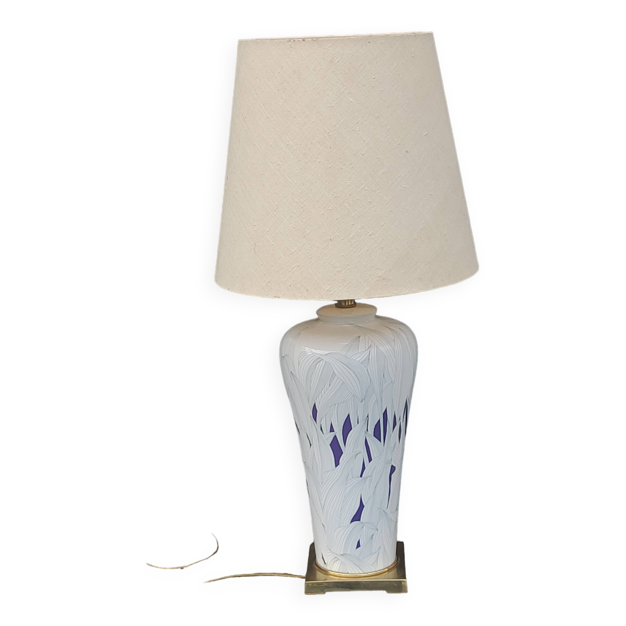 Lamp from the house Le Dauphin in ceramic and gilded brass