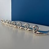 Set of 8 Vintage Silver Metal Knife Holders - Elegant Swan Shape