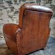 Fauteuil club français vintage en cuir, années 1940–1950 – fauteuil en cuir pleine fleur cognac