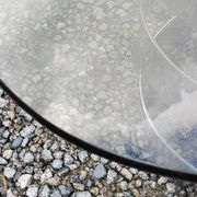 Oval coffee table of the 70s chromed metal base in s smoked glass top