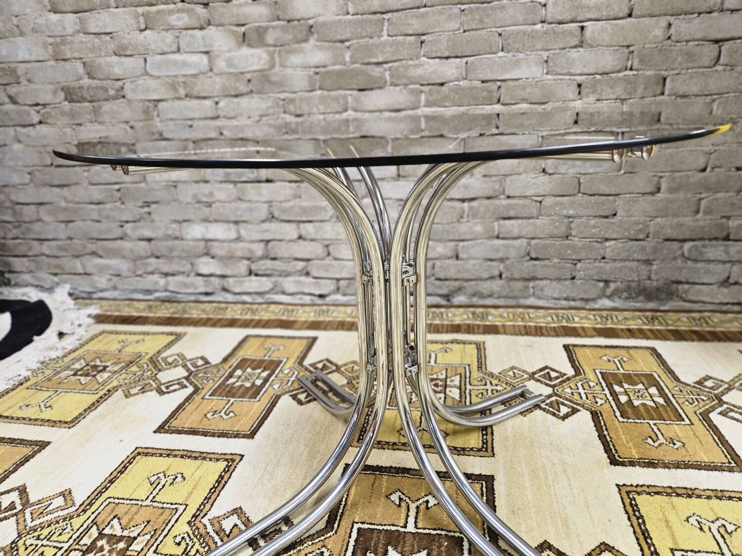 Vintage smoked glass dining table, Italy 1970s