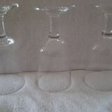 3 old big glasses thick blown with the mouth