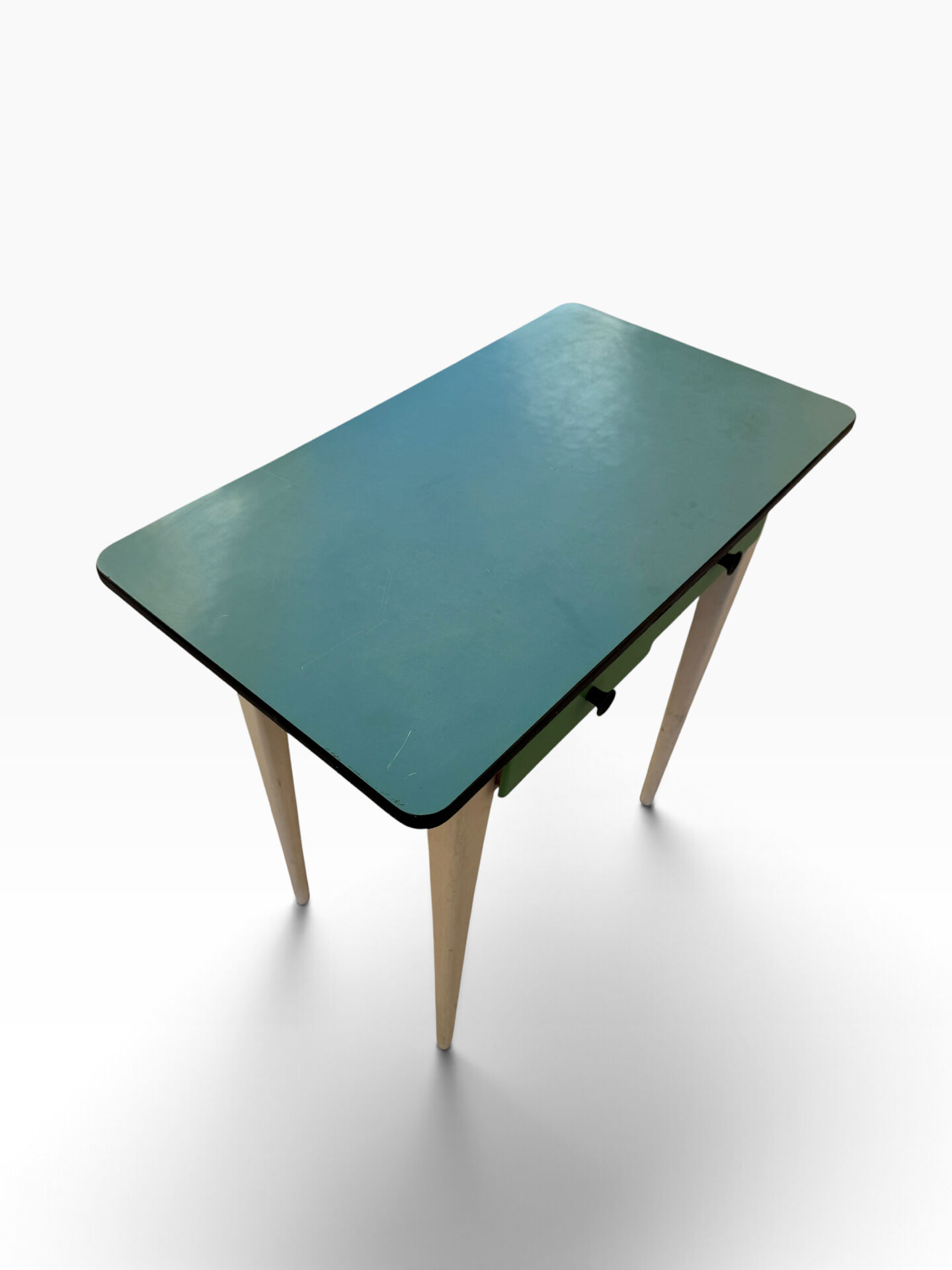Table d’appoint Formica bleu des années 50 France