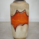 Large West Germany glazed vase with orange and beige shades