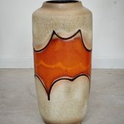Grand vase émaillé West Germany a nuance orange et beige