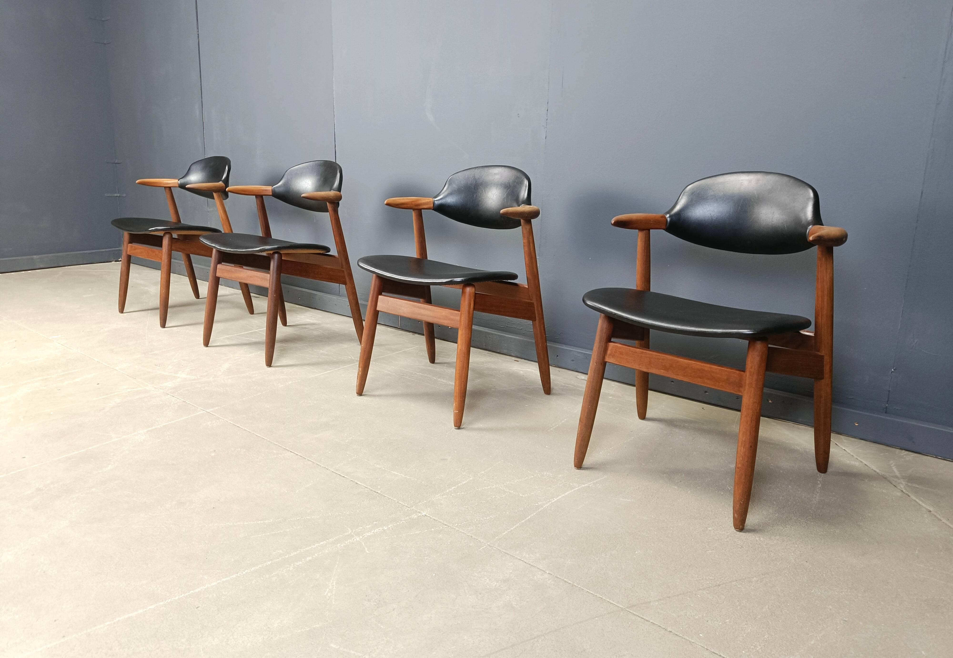 Vintage Cowhorn Dining Chairs by Tijsseling Meubelfabriek, Hulmefa, 1960s,