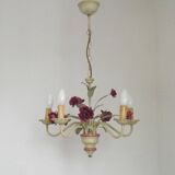 Lustre en métal à décor floral, France