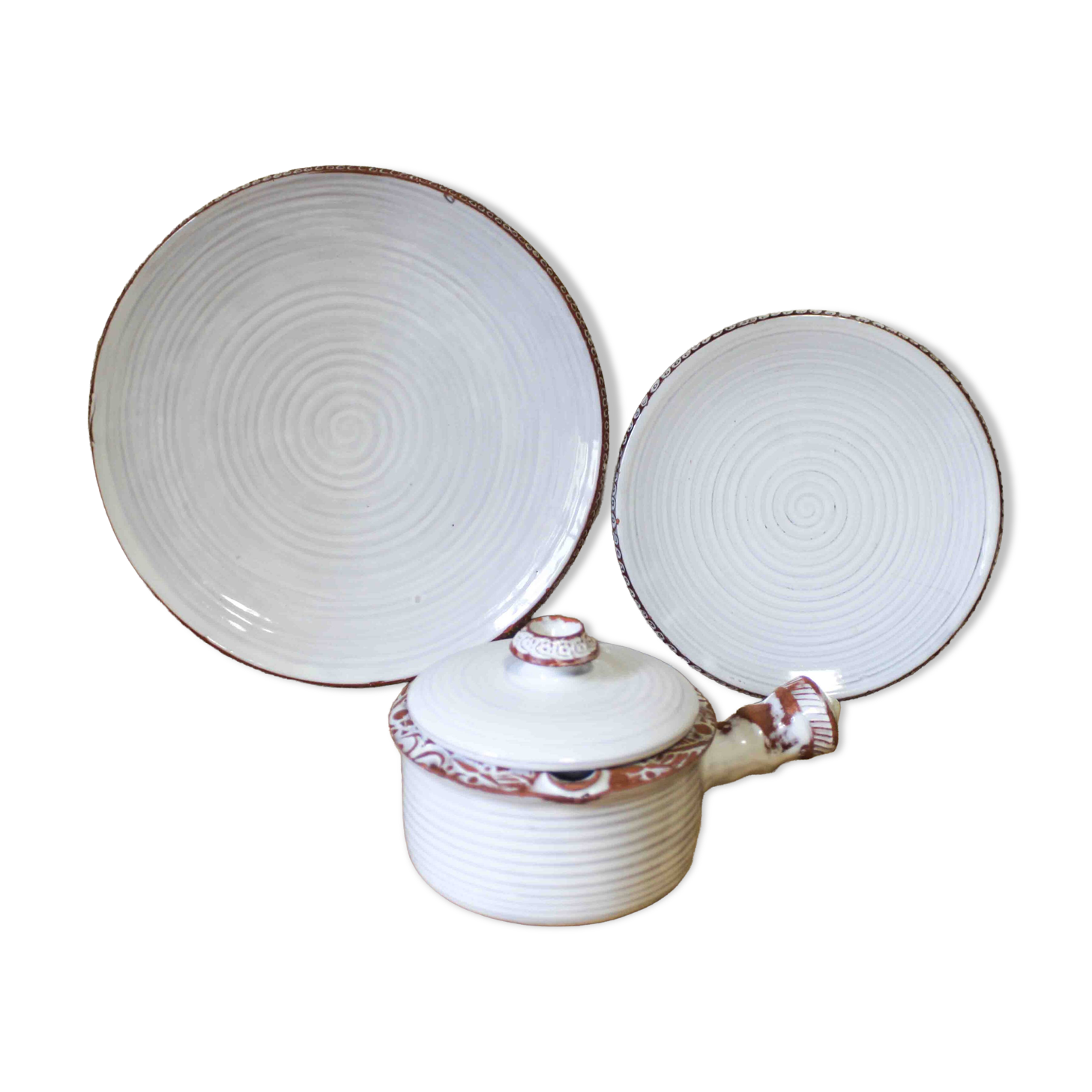 Set of 3 ceramic pieces by Gilbert Portanier Vallauris