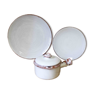 Set of 3 ceramic pieces by Gilbert Portanier Vallauris