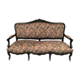 Large Napoleon III bench in blackened wood