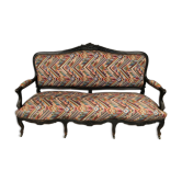 Large Napoleon III bench in blackened wood