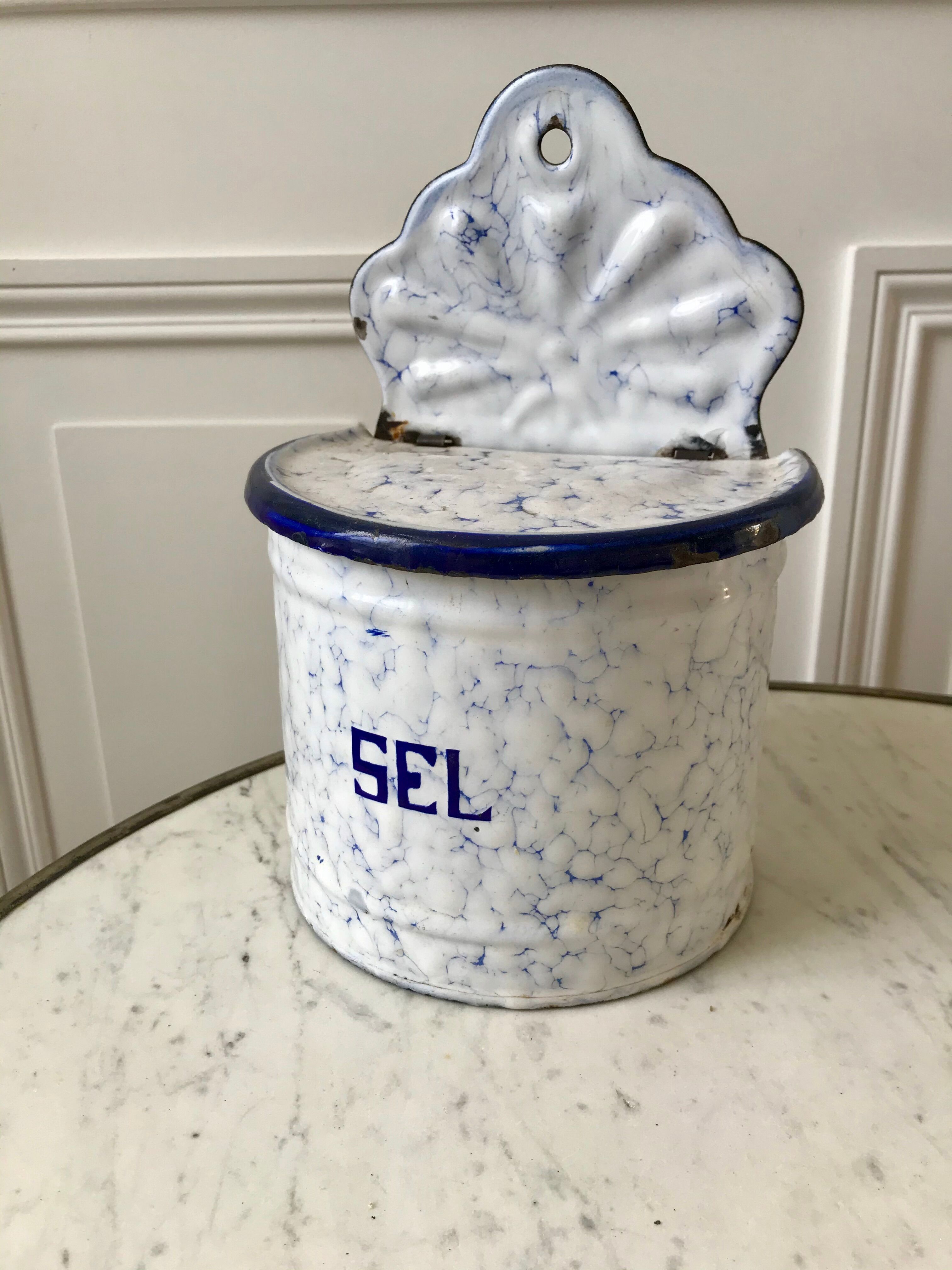 enamelled salt jar to be fixed early twentieth century