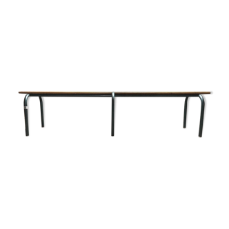 Vintage school bench Height 45 cm - wood and tubular metal structure