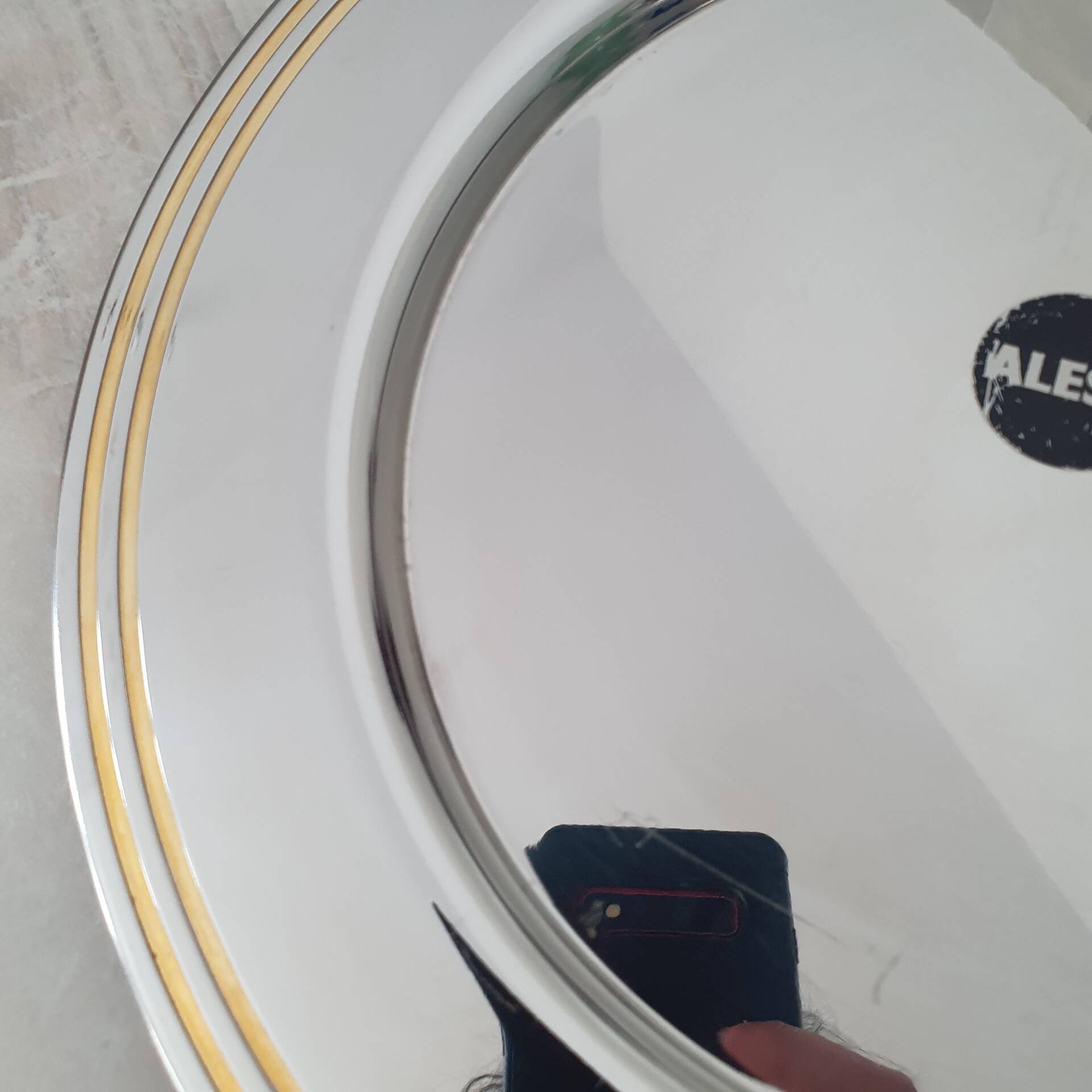 Alessi Ettore Sottsass / Serving plate stainless steel 18/10 and gold NG5100