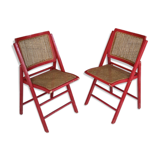 Folding cannate vintage chairs