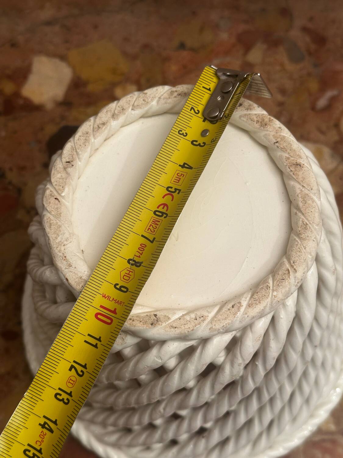 Vintage woven ceramic cache-pot