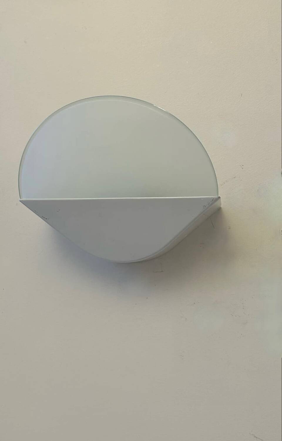 Pair of vintage wall lights, white metal and sandblasted glass, Italy 1970