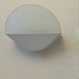 Pair of vintage wall lights, white metal and sandblasted glass, Italy 1970