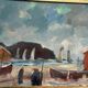 Original Swedish Oil on Canvas – “Coastal Village” by Eric Lo – Signed – Vintage & Framed